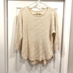 Dana Buchman Beige Geometric Knit Top